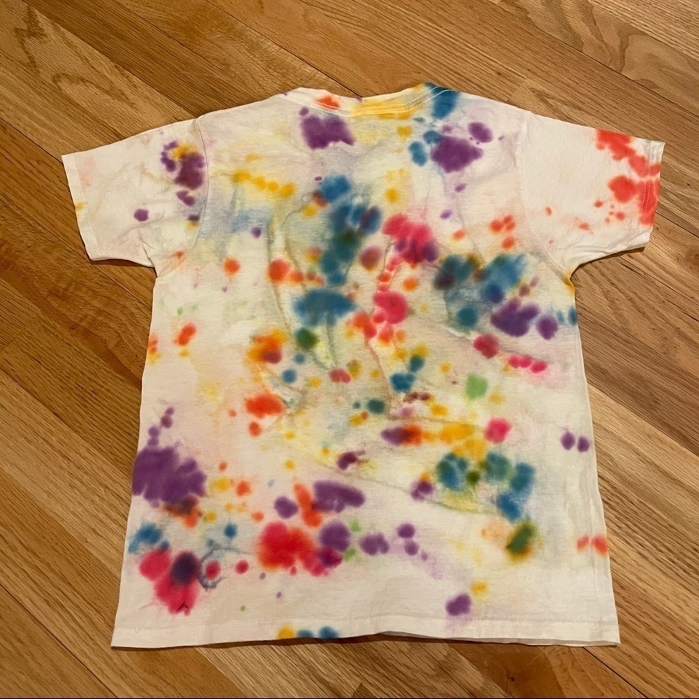 Tie dye splatter dye polka dot youth tshirt S rainbow - Picture 5 of 5